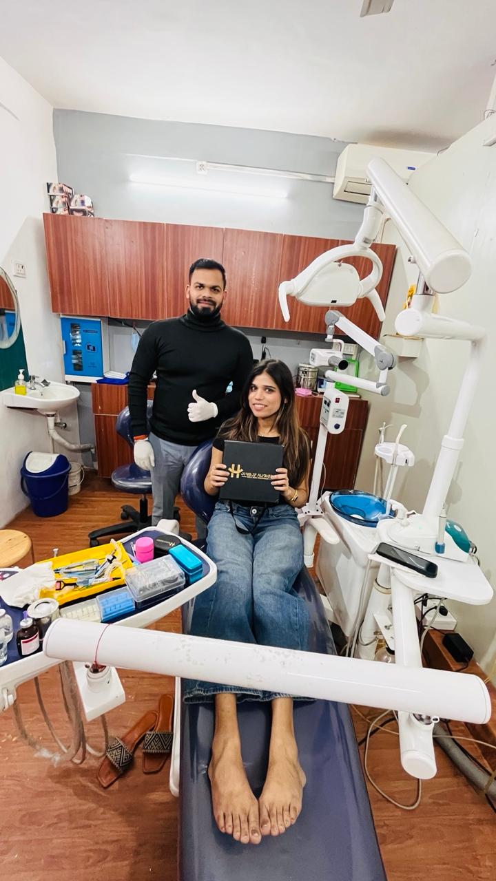 Advanced dental restorative treatment in progress
